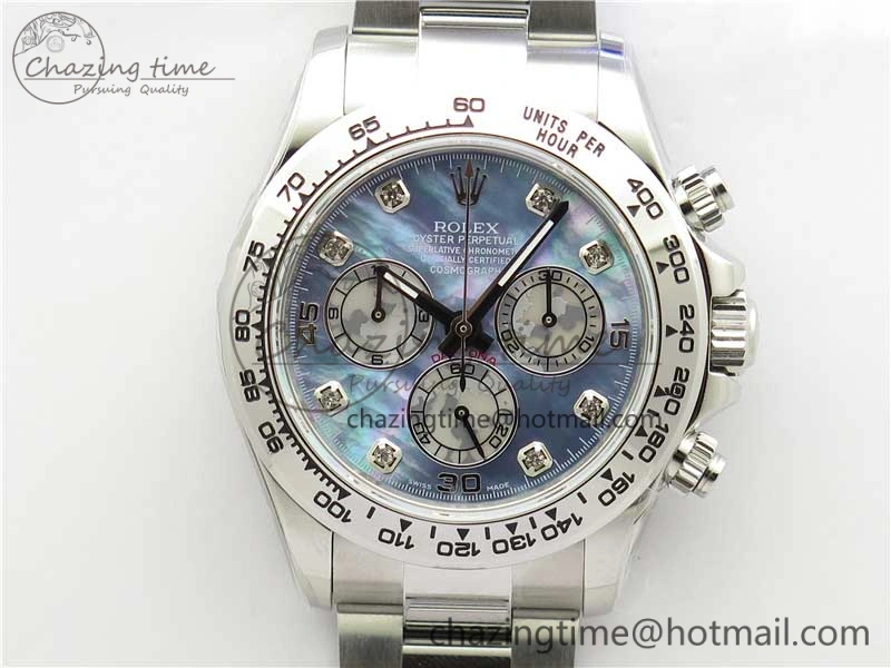 Vibrant Daytona 116520 SS UBF Best Edition Ice Blue MOP Crystal Markers Dial on SS Bracelet A 2938