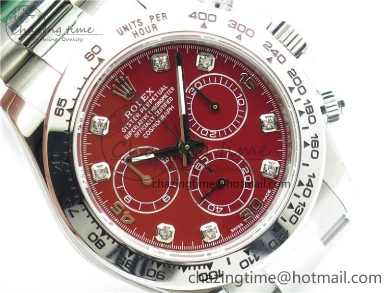 ModernLook Daytona 116520 SS UBF Best Edition Red Diam Markers Dial on SS Bracelet A 2947