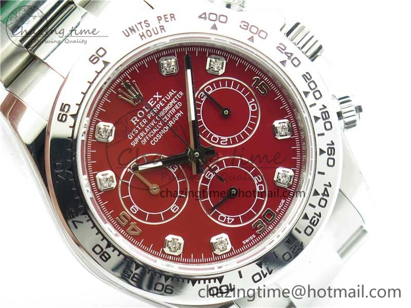 ModernLook Daytona 116520 SS UBF Best Edition Red Diam Markers Dial on SS Bracelet A 2947