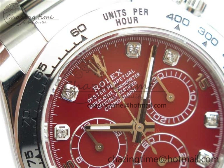 ModernLook Daytona 116520 SS UBF Best Edition Red Diam Markers Dial on SS Bracelet A 2947