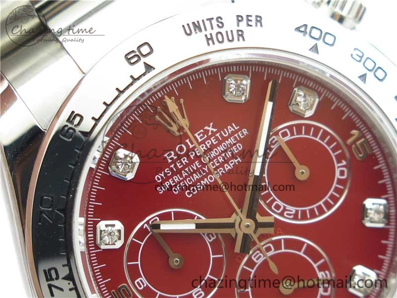 ModernLook Daytona 116520 SS UBF Best Edition Red Diam Markers Dial on SS Bracelet A 2947