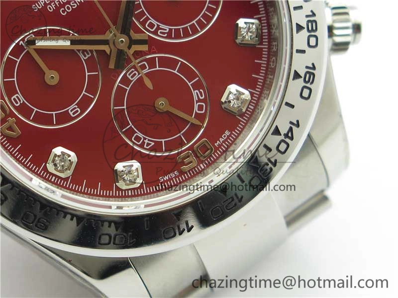ModernLook Daytona 116520 SS UBF Best Edition Red Diam Markers Dial on SS Bracelet A 2947