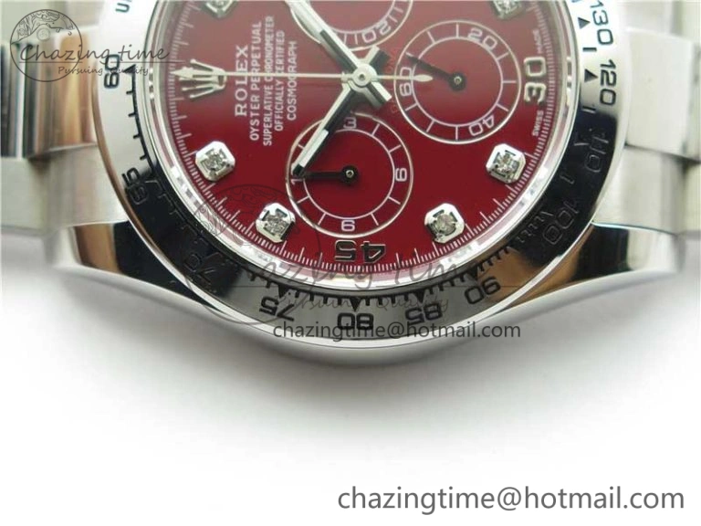 ModernLook Daytona 116520 SS UBF Best Edition Red Diam Markers Dial on SS Bracelet A 2947