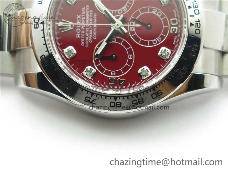 ModernLook Daytona 116520 SS UBF Best Edition Red Diam Markers Dial on SS Bracelet A 2947
