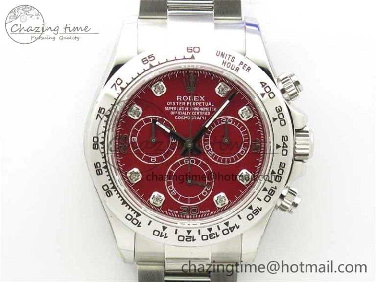 ModernLook Daytona 116520 SS UBF Best Edition Red Diam Markers Dial on SS Bracelet A 2947