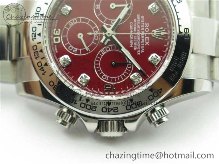 ModernLook Daytona 116520 SS UBF Best Edition Red Diam Markers Dial on SS Bracelet A 2947