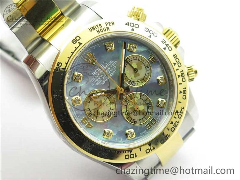 Daytona 116520 SS YG UBF Best Edition Ice Blue MOP Crystal Markers Dial on SS YG Bracelet A Tailored 2936