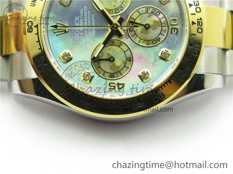 Daytona 116520 SS YG UBF Best Edition Ice Blue MOP Crystal Markers Dial on SS YG Bracelet A Tailored 2936