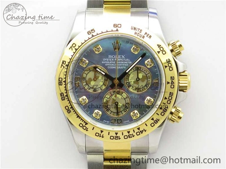 Daytona 116520 SS YG UBF Best Edition Ice Blue MOP Crystal Markers Dial on SS YG Bracelet A Tailored 2936