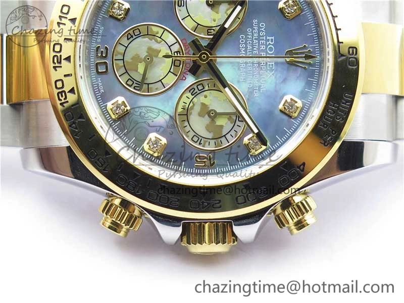 Daytona 116520 SS YG UBF Best Edition Ice Blue MOP Crystal Markers Dial on SS YG Bracelet A Tailored 2936