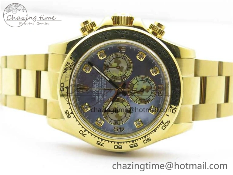 TravelReady Daytona 116520 YG UBF Best Edition Ice Blue MOP Crystal Markers Dial on YG Bracelet A 2939