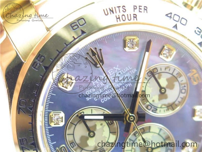 TravelReady Daytona 116520 YG UBF Best Edition Ice Blue MOP Crystal Markers Dial on YG Bracelet A 2939