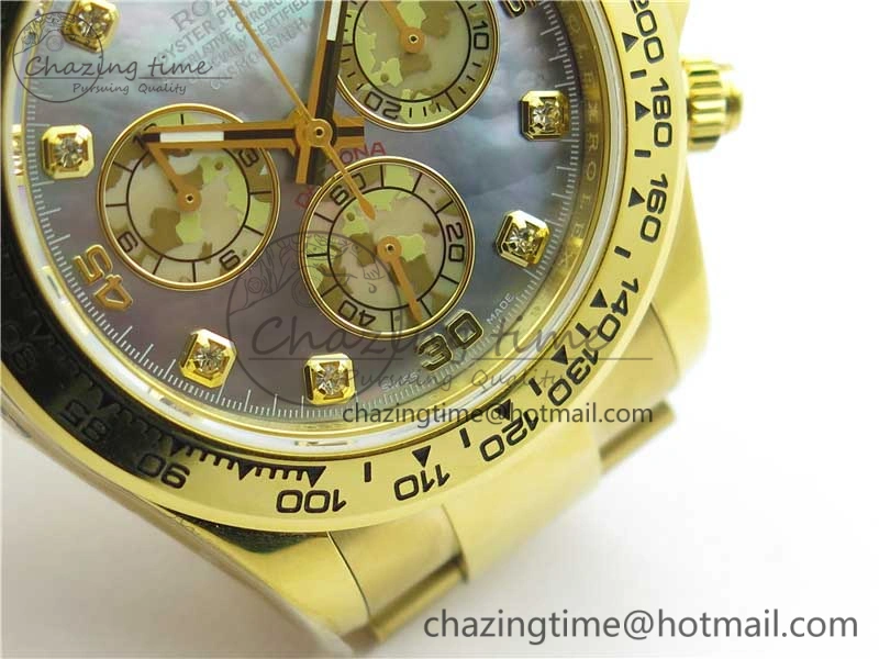 TravelReady Daytona 116520 YG UBF Best Edition Ice Blue MOP Crystal Markers Dial on YG Bracelet A 2939