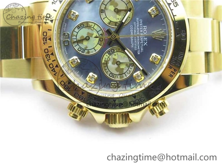 TravelReady Daytona 116520 YG UBF Best Edition Ice Blue MOP Crystal Markers Dial on YG Bracelet A 2939