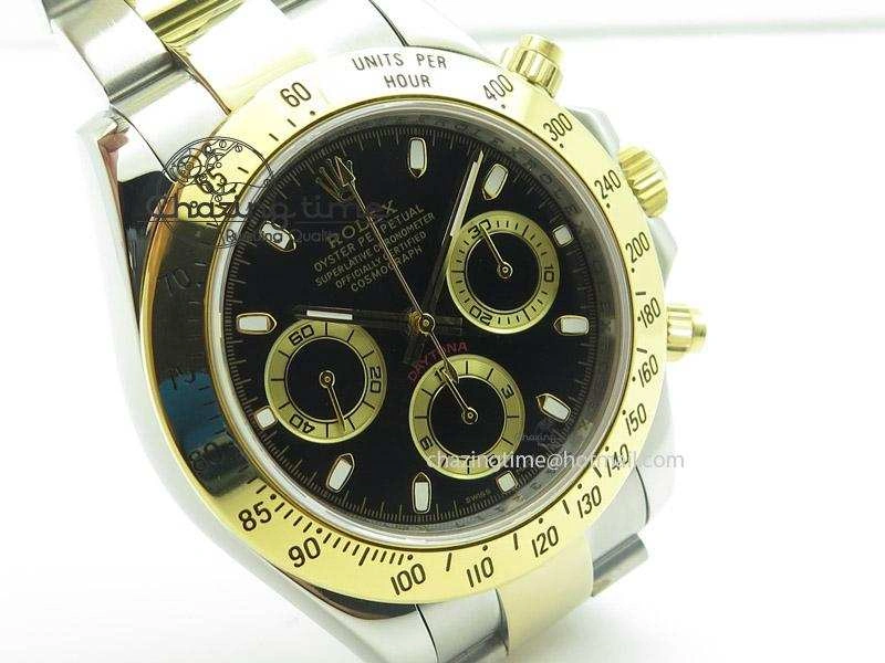 Daytona 116523 SS YG Black Dial On SS YG Bracelet A7750 JF Durable 4029