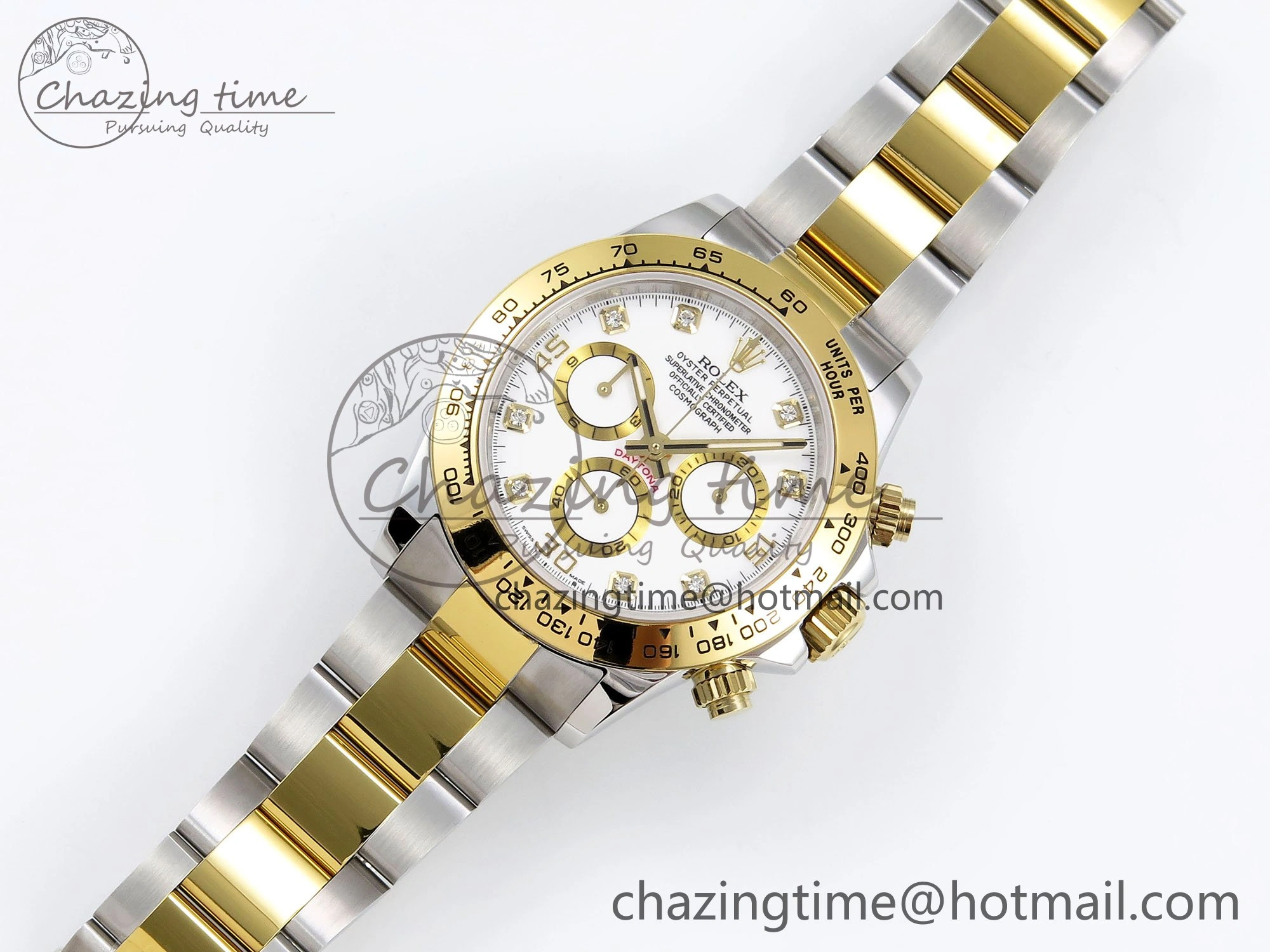 Daytona 116523 SS YG VRF 1:1 Best Edition White Diamonds Dial on SS YG Bracelet A Original 1644