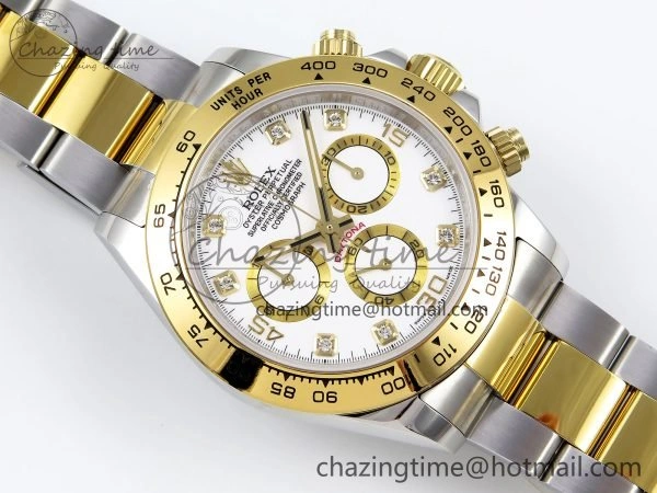 Daytona 116523 SS YG VRF 1:1 Best Edition White Diamonds Dial on SS YG Bracelet A Original 1644
