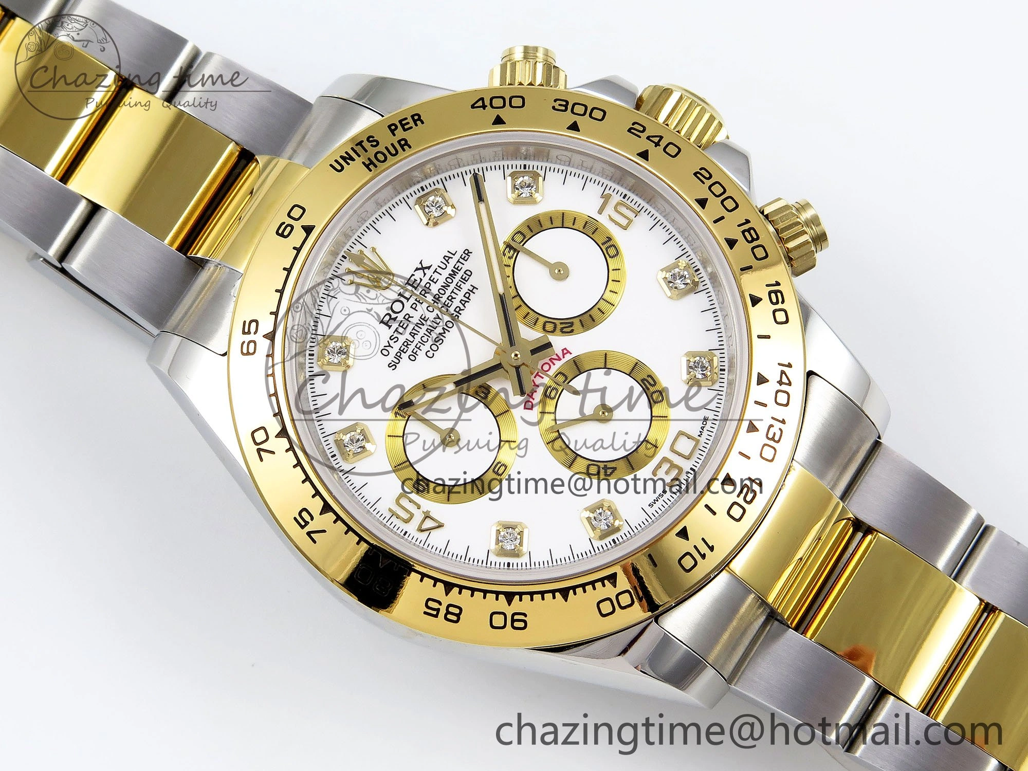 Daytona 116523 SS YG VRF 1:1 Best Edition White Diamonds Dial on SS YG Bracelet A Original 1644