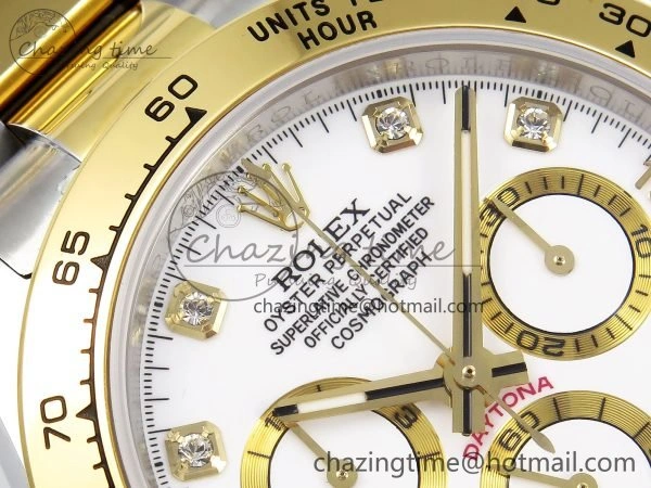 Daytona 116523 SS YG VRF 1:1 Best Edition White Diamonds Dial on SS YG Bracelet A Original 1644