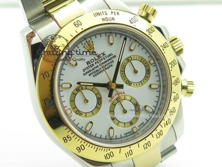SportInspired Daytona 116523 SS YG White Dial On SS YG Bracelet A7750 JF 4028