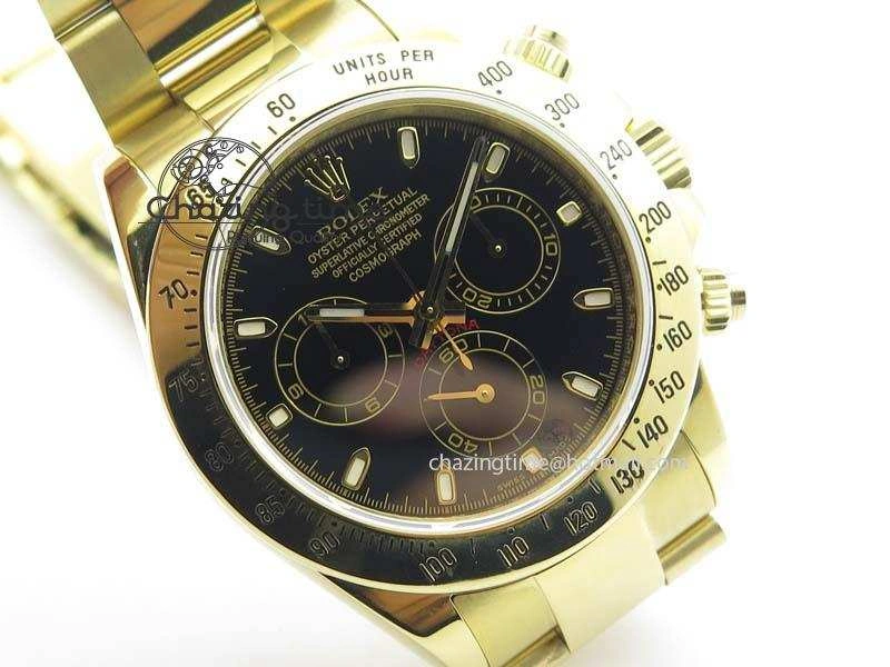 Sophisticated Daytona 116523 YG JF Best Edition Black Dial On YG Bracelet A 3817