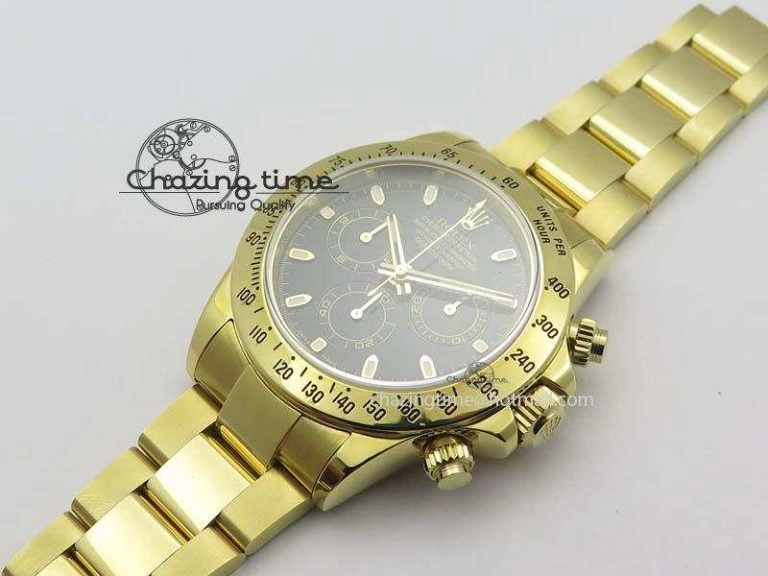 Sophisticated Daytona 116523 YG JF Best Edition Black Dial On YG Bracelet A 3817