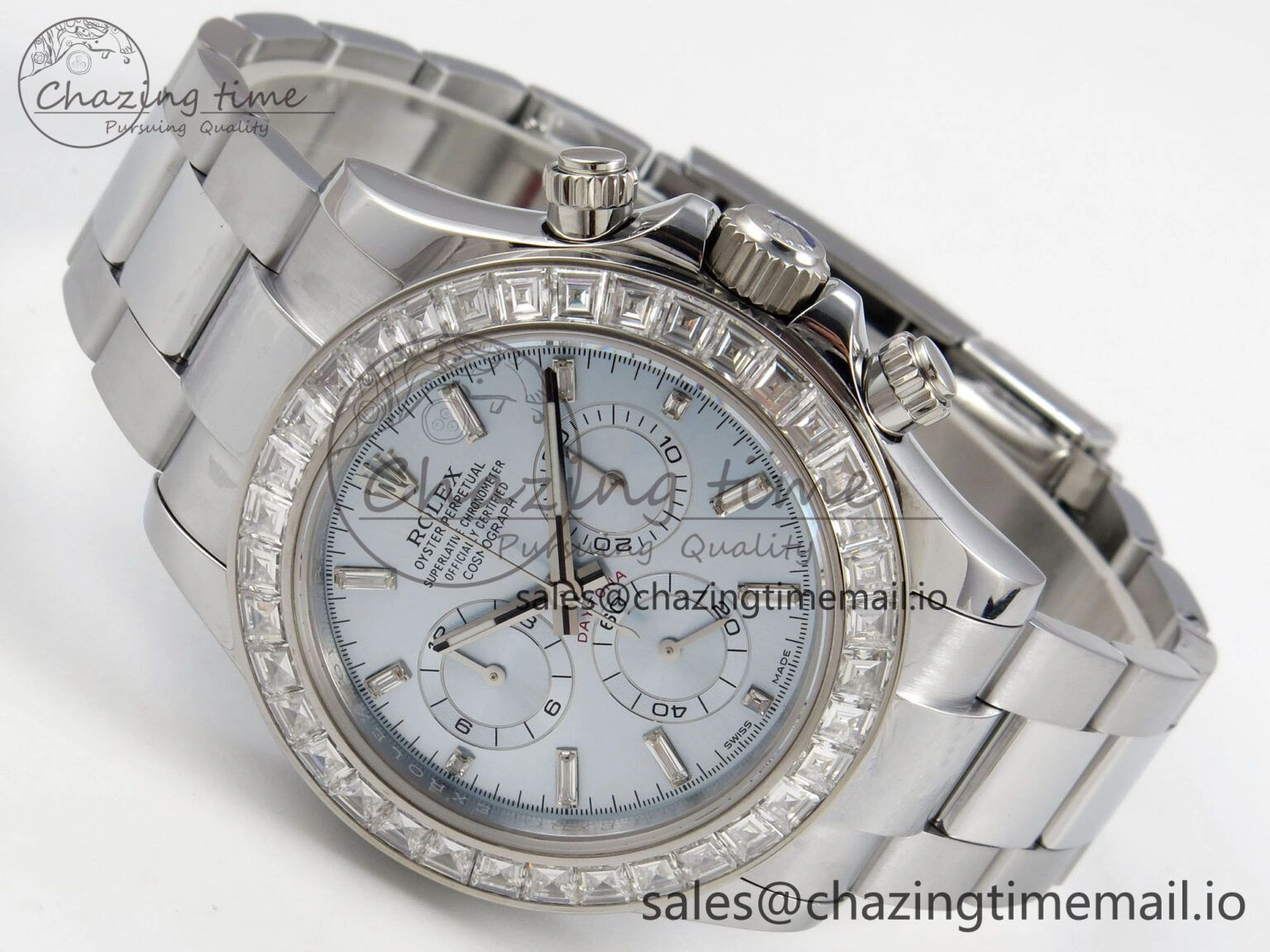 SoftTouch Daytona 116576TBR 3CF 1:1 Best Edition diamonds Bezel Ice Blue Dial on SS Bracelet SH4130 V2(Mod Version) 10809