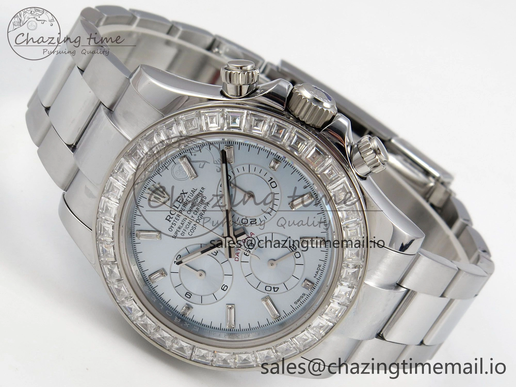 SoftTouch Daytona 116576TBR 3CF 1:1 Best Edition diamonds Bezel Ice Blue Dial on SS Bracelet SH4130 V2(Mod Version) 10809