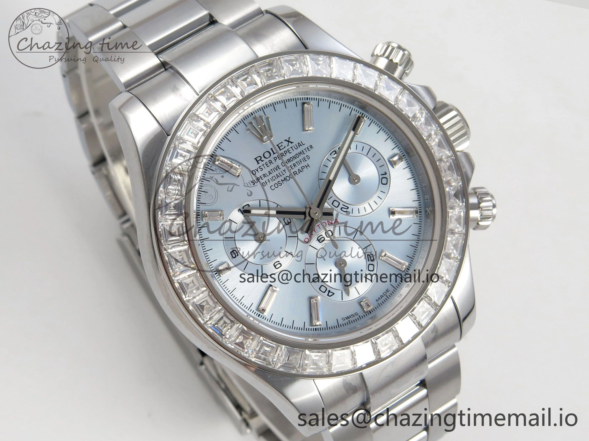 SoftTouch Daytona 116576TBR 3CF 1:1 Best Edition diamonds Bezel Ice Blue Dial on SS Bracelet SH4130 V2(Mod Version) 10809