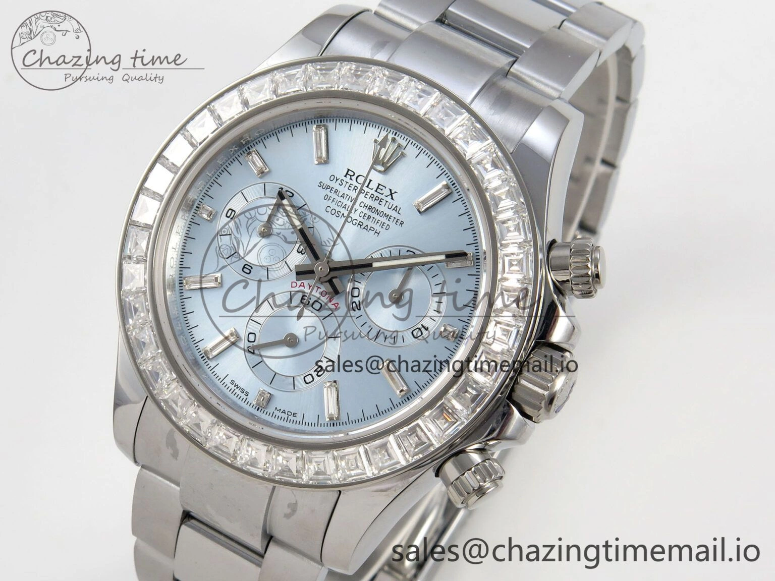 SoftTouch Daytona 116576TBR 3CF 1:1 Best Edition diamonds Bezel Ice Blue Dial on SS Bracelet SH4130 V2(Mod Version) 10809