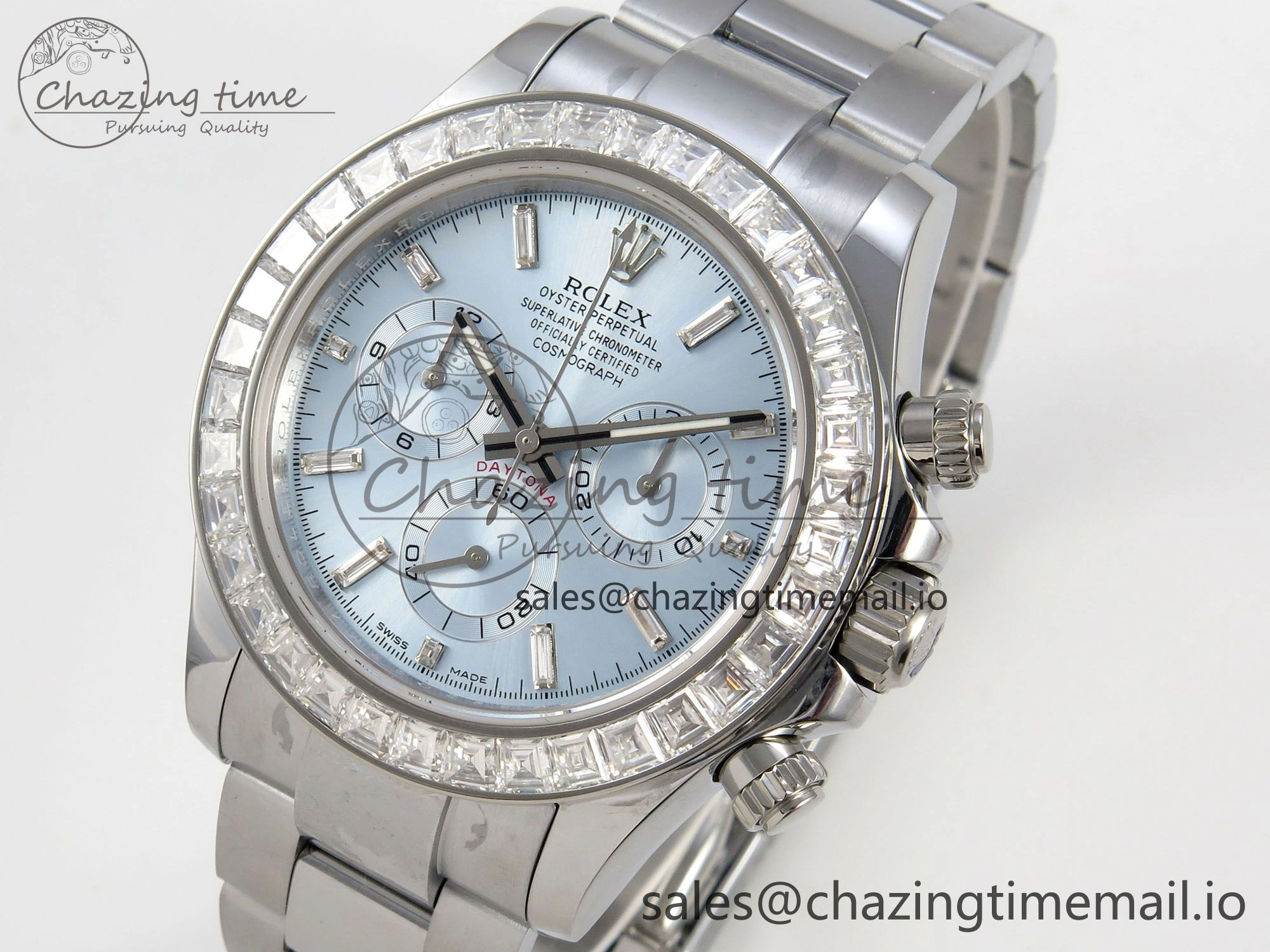 SoftTouch Daytona 116576TBR 3CF 1:1 Best Edition diamonds Bezel Ice Blue Dial on SS Bracelet SH4130 V2(Mod Version) 10809
