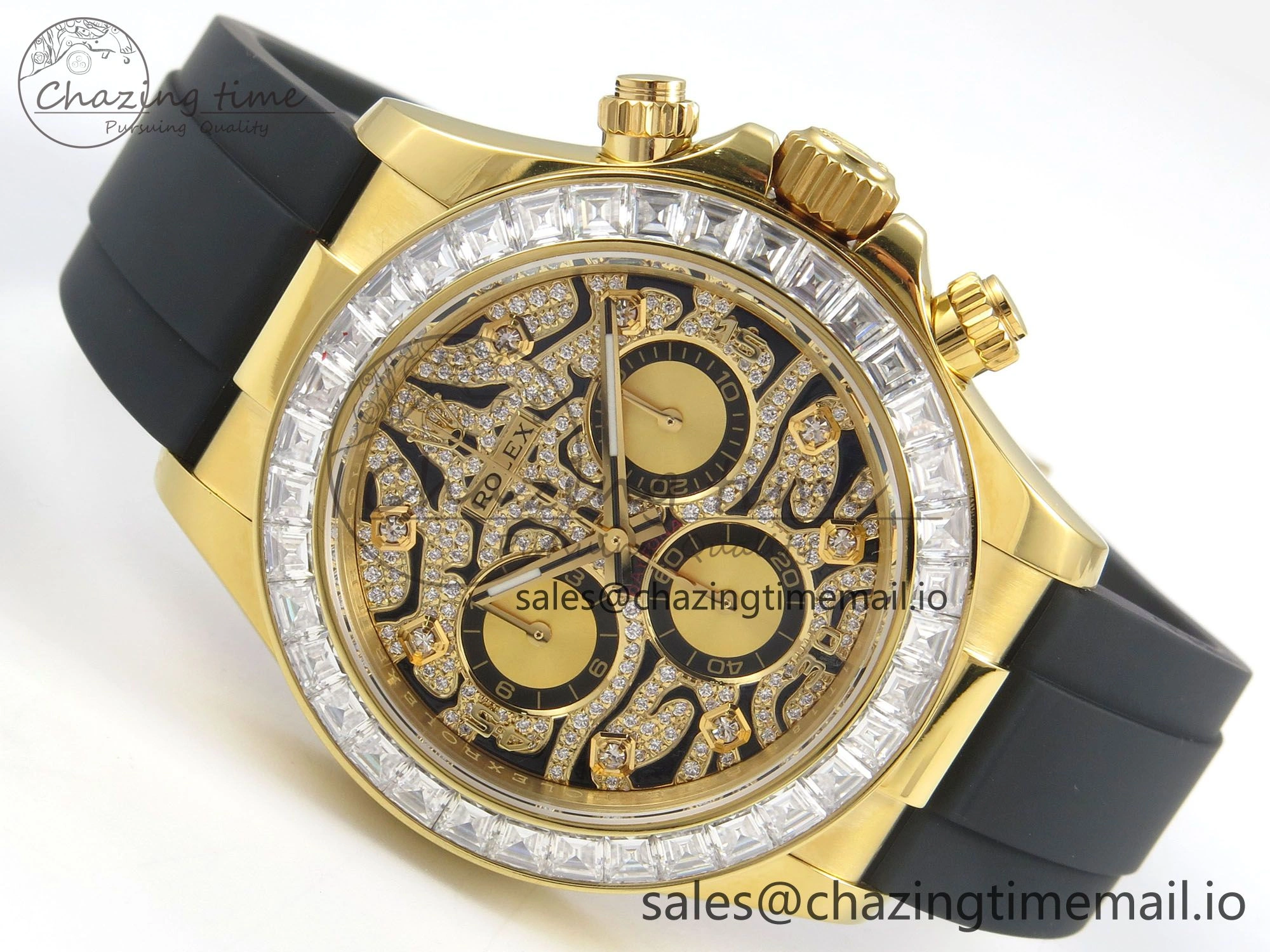 Daytona 116588TBR ‘Eye Of The Tiger’ YG 3CF 1:1 Best Edition Tiger Diamonds Dial on Oysterflex Strap SH4130 V2 (Mod Version) Sophisticated 77