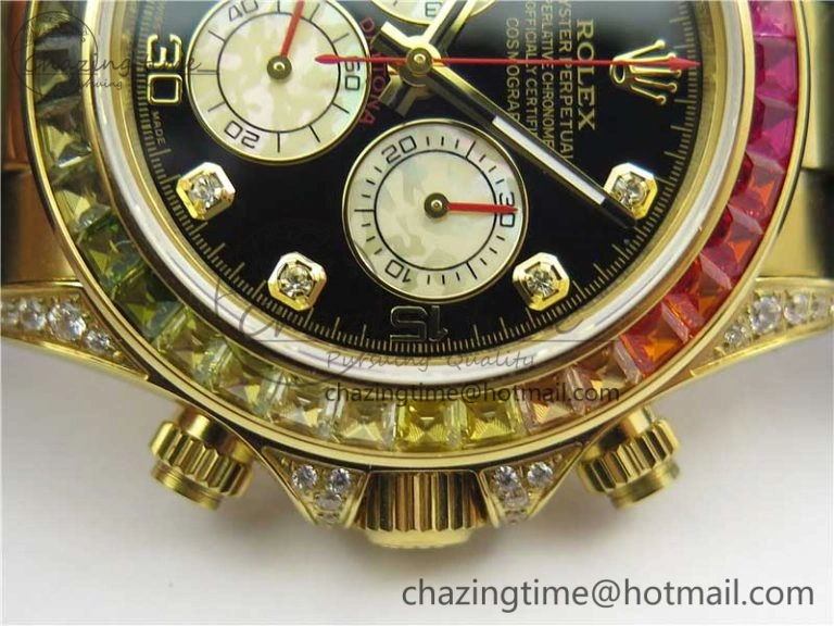 Daytona 116589RBOW YG Rainbow Crystal BLF Best Edition Black Dial on Rubber Strap A StreetReady 3238