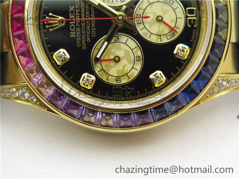 Daytona 116589RBOW YG Rainbow Crystal BLF Best Edition Black Dial on Rubber Strap A StreetReady 3238