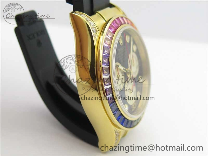 Daytona 116589RBOW YG Rainbow Crystal BLF Best Edition Black Dial on Rubber Strap A StreetReady 3238
