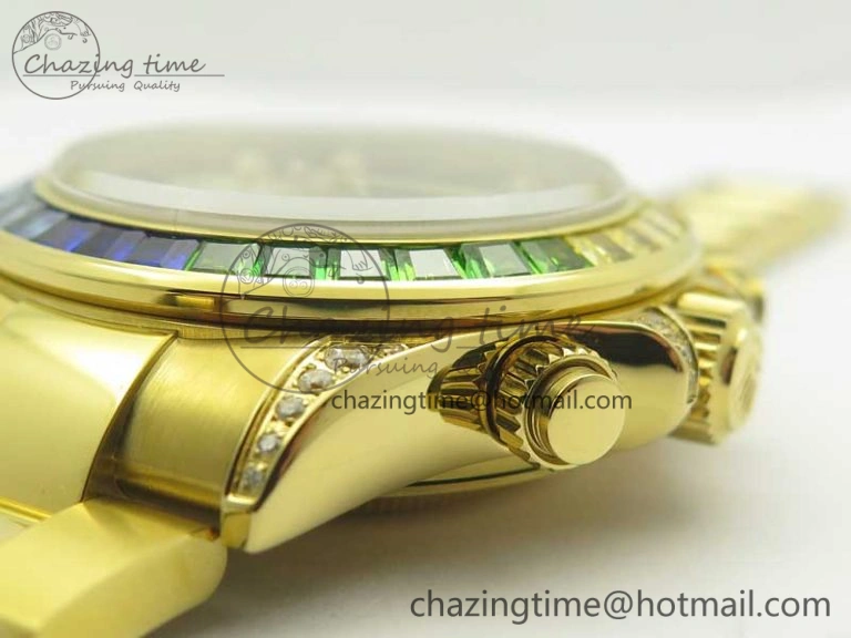 Durable Daytona 116589RBOW YG Rainbow Crystal BLF Best Edition Black Dial on YG Bracelet A 3352