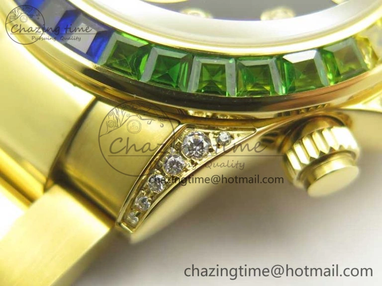 Durable Daytona 116589RBOW YG Rainbow Crystal BLF Best Edition Black Dial on YG Bracelet A 3352