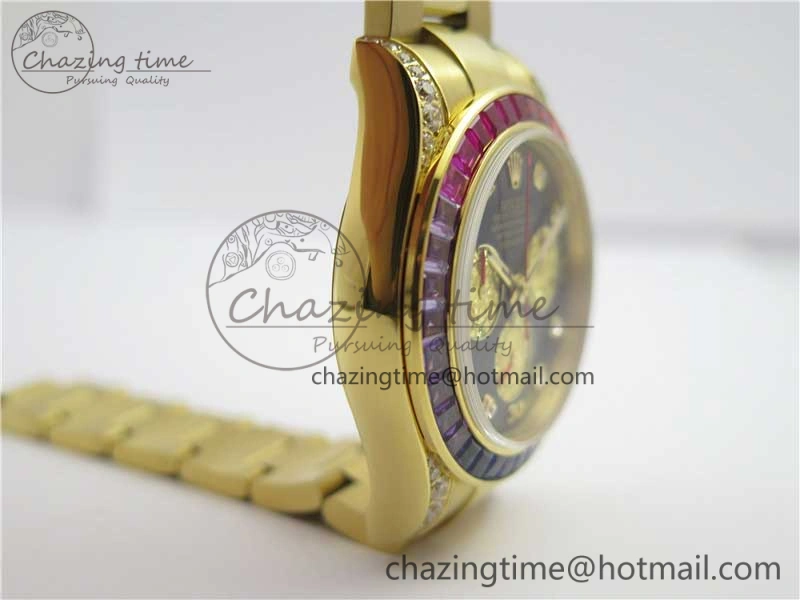 Daytona 116589RBOW YG Rainbow Crystal BLF Best Edition Black Dial on YG Bracelet A SportInspired 3175