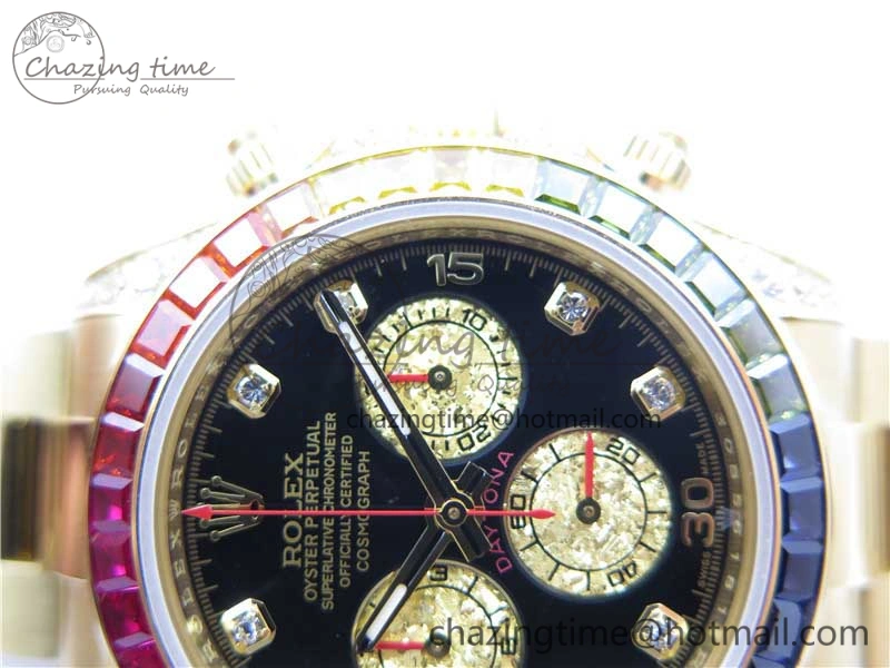 Daytona 116589RBOW YG Rainbow Crystal BLF Best Edition Black Dial on YG Bracelet A SportInspired 3175