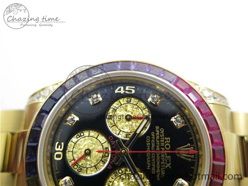 Daytona 116589RBOW YG Rainbow Crystal BLF Best Edition Black Dial on YG Bracelet A SportInspired 3175