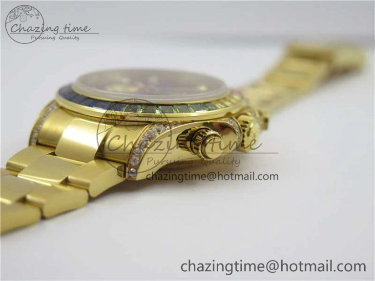 Daytona 116589RBOW YG Rainbow Crystal BLF Best Edition Black Dial on YG Bracelet A SportInspired 3175