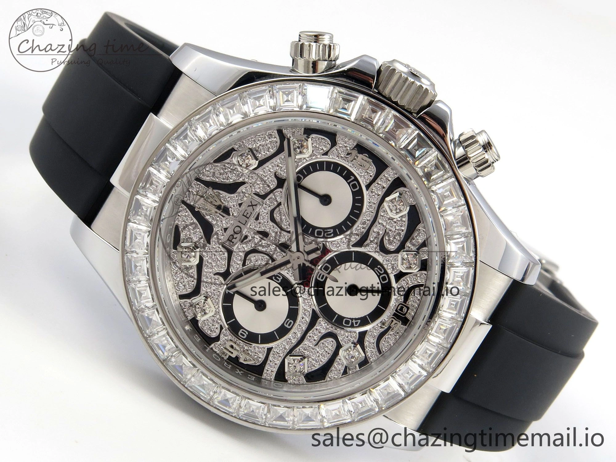 Daytona 116589TBR ‘Eye Of The Tiger’ SS 3CF 1:1 Best Edition Tiger Diamonds Dial on Oysterflex Strap SH4130 V2 (Mod Version) Trendy 49