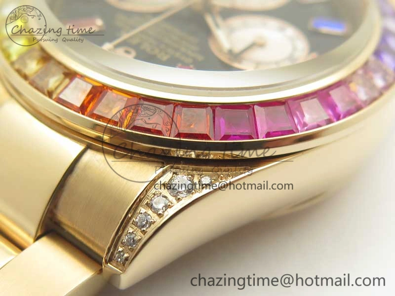 Daytona 116595RBOW RG Rainbow Crystal BLF Best Edition Black Dial on RG Bracelet A Modern 3353