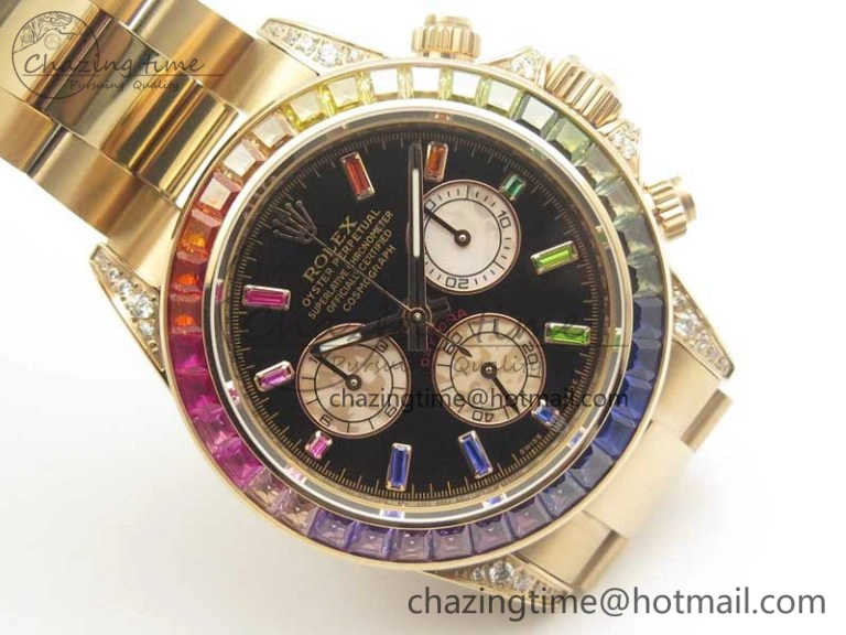 Daytona 116595RBOW RG Rainbow Crystal BLF Best Edition Black Dial on RG Bracelet A Modern 3353