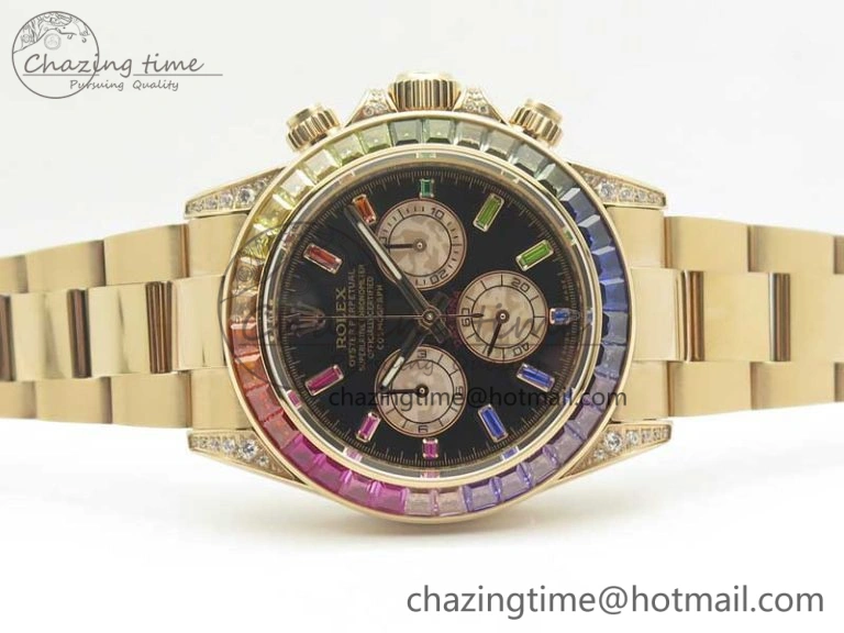 Daytona 116595RBOW RG Rainbow Crystal BLF Best Edition Black Dial on RG Bracelet A Modern 3353
