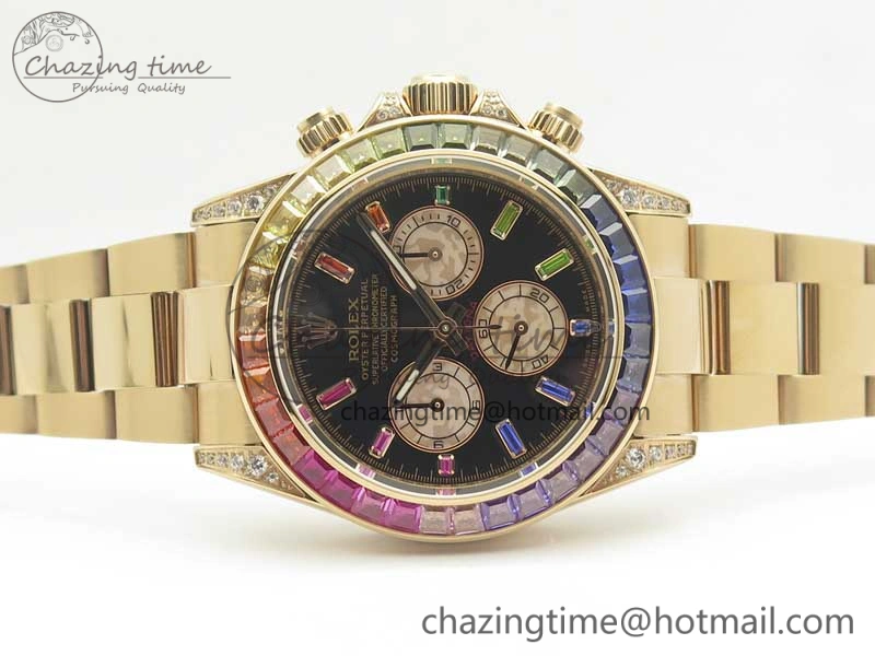 Daytona 116595RBOW RG Rainbow Crystal BLF Best Edition Black Dial on RG Bracelet A Modern 3353