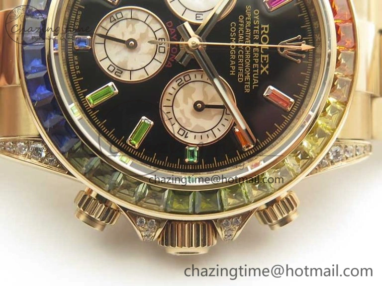 Daytona 116595RBOW RG Rainbow Crystal BLF Best Edition Black Dial on RG Bracelet A Modern 3353