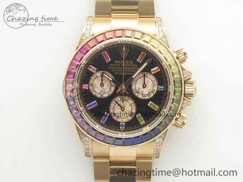 Daytona 116595RBOW RG Rainbow Crystal BLF Best Edition Black Dial on RG Bracelet A Modern 3353