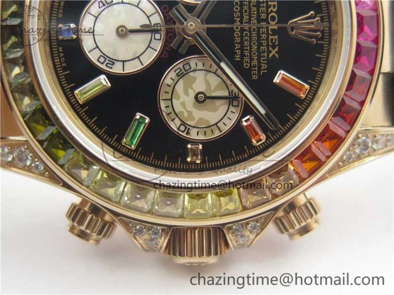 Daytona 116595RBOW RG Rainbow Crystal BLF Best Edition Black Dial on Rubber Strap A FastDry 3239