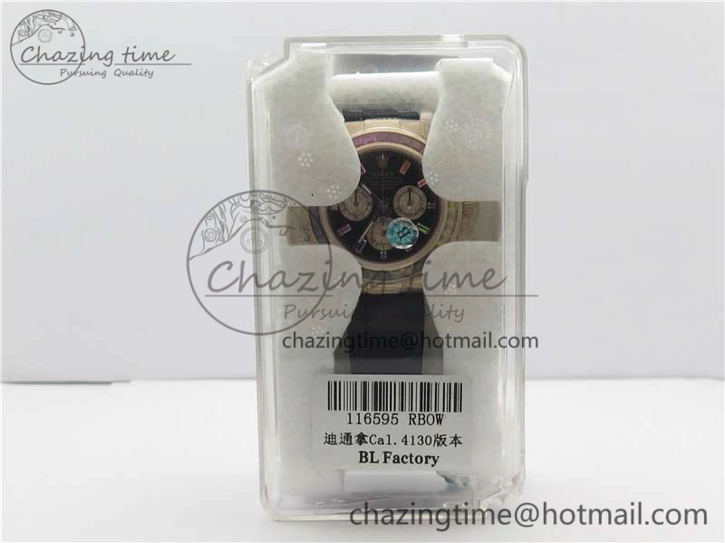 Daytona 116595RBOW RG Rainbow Crystal BLF Best Edition Black Dial on Rubber Strap A FastDry 3239